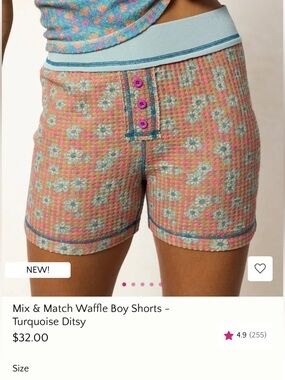 NATURAL LIFE Pink & Turquoise Floral Waffle Boy Shorts